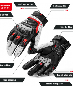 Alternative view of Găng tay da cừu Motowolf có gù carbon cho người đi xe máy
