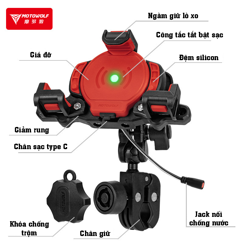 Giá đỡ điện thoại chống rung Motowolf thế hệ mới MDL2832 - Ảnh 2